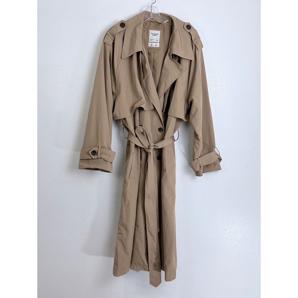 Abercrombie & Fitch Tan Trench Coat Water Resistant Belted XL